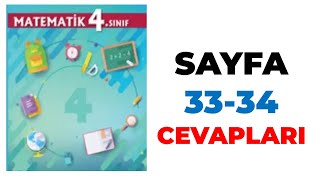 4 Sınıf Matematik Ders Kitabı Sayfa 33 34 Cevapları [upl. by Anaujait]