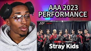 AAA2023 StrayKids 스트레이 키즈 INTRO Perf  MANIAC  죽어보자  TOPLINE  락樂’ STAGE  REACTION [upl. by Travax345]