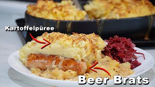 German Bratwurst and Beer Braised Golden Potatoes Pie [upl. by Amsirp511]