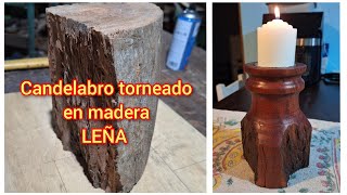 Como hacer candelabro torneado en madera [upl. by Hanny284]