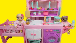 Baby Alive baby doll Twins Feeding Routine in baby doll Nursery with kitchen [upl. by Stannfield631]