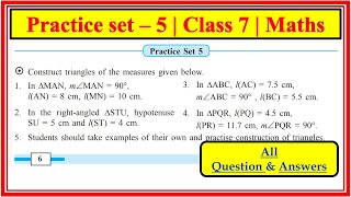 Practice set 5 class 7th maths  geometrical constructions  Chapter number1 maharashtra state board [upl. by Eigger]