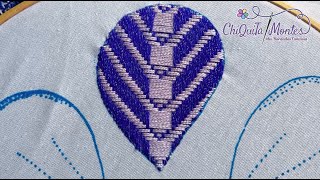 Bordado Fantasía Pétalo Morado 4 tutorial embroidery pasoapaso [upl. by Nnaj]