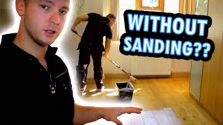 How to Refinish a Wood Floor Without Sanding under 1 hour [upl. by Kerrison491]