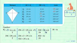 Bangun AC  d DB  d2 Luas 12 cm 8 cm cmz 14 cm 10 cm cm2 18 cm cm 135 cm 24 cm cm 216 cm cm 20 [upl. by Nyleikcaj]