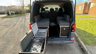 VW Transporter Sportline Kombi Conversion  Rear Bench and Pull out Kitchen amp Clayton Powerstation [upl. by Sibeal100]