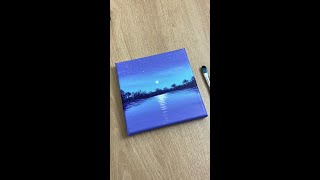 Calm Moonlight Acrylic Painting For Beginners  Simple Acrylic Painting Tutorial shorts [upl. by Elatsyrk]