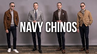 How To Wear Navy Chinos For Fall  5 Ways To Wear Navy Chinos for Men [upl. by Nnylekoorb]