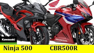 Honda CBR500R vs Kawasaki Ninja 500  Compare Honda CBR500R And Ninja 500  2024  USA  Europe  UK [upl. by Sprague]