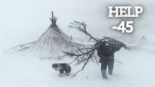 EXTREME 45° Solo Camping 4 Days  Snowstorm amp Hot Tent Winter Camping In Deep Snow  ASMR [upl. by Adliwa83]