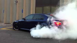 Massive BMW M5 Burnout  Agency Power Header Back Exhaust [upl. by Lilac170]