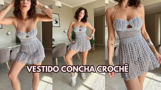 VESTIDO CONCHA  PAP CROCHET Tutorial  Passo a passo [upl. by Leal]