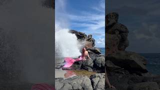 Real mermaid sighting at natural Hawaiian blow hole mermaid h2o beach travel hawaii ocean [upl. by Indnahc]