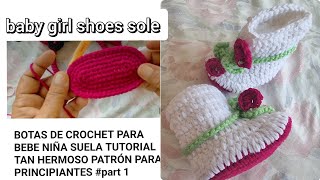 TUTORIAL DE BOTINES Y ZAPATOS DE BEBE NIÑA A CROCHET PARA PRINCIPIANTES Parte 2 [upl. by Eniamerej]