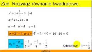 Rozwiąż równanie kwadratowe  Liczenie delty i pierwiastków  Matfiz24pl [upl. by Anad]