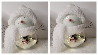 DOLLAR TREE WINE GLASS AND SNOWMEN SCENERY  BEAUTIFUL CHRISTMAS DECOR HOW TO MAKE SCARF amp HAT 2021 [upl. by Chrysler295]