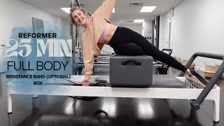 25 MIN FULL BODY REFORMER WORKOUT  Easy to Follow Pace 3  Box amp Band Optional [upl. by Siuol534]