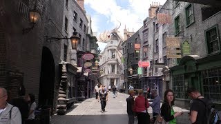 Full Diagon Alley daytime walkthrough at Universal Orlando Wizarding World of Harry Potter [upl. by Lankton944]