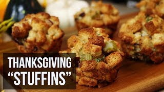 Thanksgiving quotStuffinsquot  Stuffing Muffins  Easy Thanksgiving Stuffing Recipe by Forkly [upl. by Zined876]