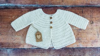 Crochet Baby Cardigan Pattern Part ONE of this EASY Step by Step Tutorial [upl. by Zat22]