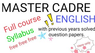 Master Cadre English Full PreparationMost important video [upl. by Nevets]