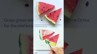 Painting Watermelon With Watercolor  Speedpaint and tips [upl. by Auston]