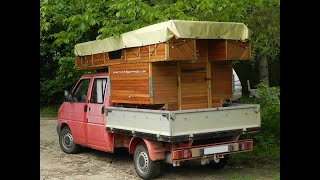 pick up tinyhouse  Absetzkabine aus Holz für einen VW T4  Doka [upl. by Jessy]