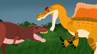 Dinosaurs Cartoons Battles Tyrannosaurus Rex vs Spinosaurus  DinoMania [upl. by Antoine]