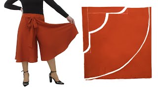 Very Easy Circular Culotte Trousers Cutting and Sewing 🔥 DIVIDED SKIRT [upl. by Uon787]