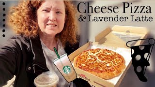 Mukbang  Cheese Pizza from Target amp Starbucks NEW Lavender Latte [upl. by Brindle863]