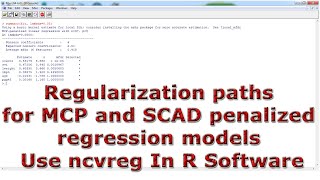 Regularization paths for MCP and SCAD penalized regression models Use ncvreg With In R Software [upl. by Ahsinyar]