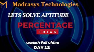 PERCENTAGE  TRICKS  QUANTITATIVE APTITUDE  PROBLEM SOLVING [upl. by Emyaj]