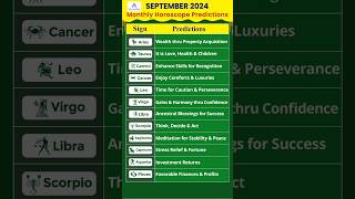 September 2024 Monthly Horoscope Predictions shorts astrology topsigns birthsigns zodiacsigns [upl. by Conney]