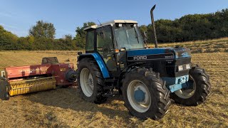 FORD 8240 tractor walk around with New Holland 575 Baler [upl. by Anirdnaxela680]