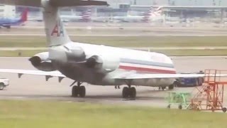 American Airlines MD88 Nose Gear Collapses While Being Towed With Parking Brake Set [upl. by Eggleston28]