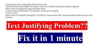 How to Fix Text Paragraph Not Justifying Issue in MS Word  Cant Justify Text Paragraph in Word [upl. by Nylasoj169]