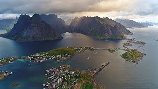 ⭐️ Beautiful Lofoten Norway  Arctic Circle AERIAL DRONE 4K VIDEO [upl. by Bonnee]