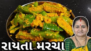 રાયતા મરચા કેવી રીતે બનાવવા Rayta Marcha Banavani Rit Aruz Kitchen Gujarati Recipe Sambharo સંભારો [upl. by Daza602]