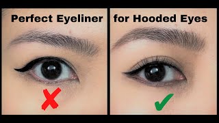 How to PERFECT WINGED EYELINER for Hooded Eyes Beginner Friendly  Soft and Thin Winged Liner [upl. by Felizio]