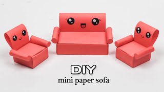 How to make a paper sofa  DIY miniature sofa  paper craft  origami sofa [upl. by Karney]