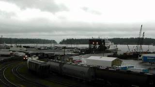 Rail Barge Train loading Barge Nanaimo Vancouver Island Canada [upl. by Nare]