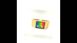 Ammolite Mens Rectangle Ring 10K Gold [upl. by Shari]