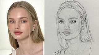 Learn to draw a beautiful girls face step by step using the Loomis method [upl. by Spencer]