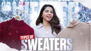 Types of SWEATERS every girl should know  Myntra Sweater Haul [upl. by Lohner]