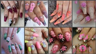 Flower Nails Decorated 2024Nail Art DesignsDesigns For NailsNail ArtParty Wear Nail Art Designs [upl. by Asilahs]