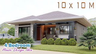 SMALL HOUSE DESIGN  10 X 10 Meters 328 ft x 328 ft  4 Bedroom House [upl. by Matelda]