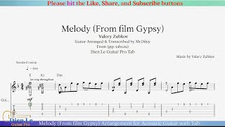 Melody From film Gypsy Arrangement for Acoustic Guitar with Tab [upl. by Ecirtal504]