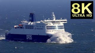 8K video CAR Ferries crossing the Stormy Sea and moor at the Port of Dover [upl. by Hahsia699]