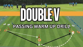 Double V Warm up Passing Drill  FootballSoccer Drills U7 U8 U9 U10 U11 [upl. by Banks]