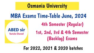 OU MBA Regular amp Backlog Exams Timetable June 2024 abedsir [upl. by Botnick341]